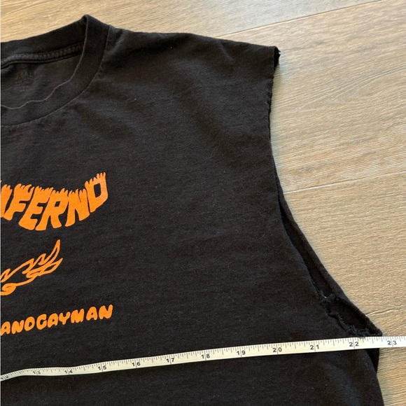 Brandy Melville John Galt Club Inferno Graphic Cropped Raw Hem Tank Top Black - Picture 5 of 7